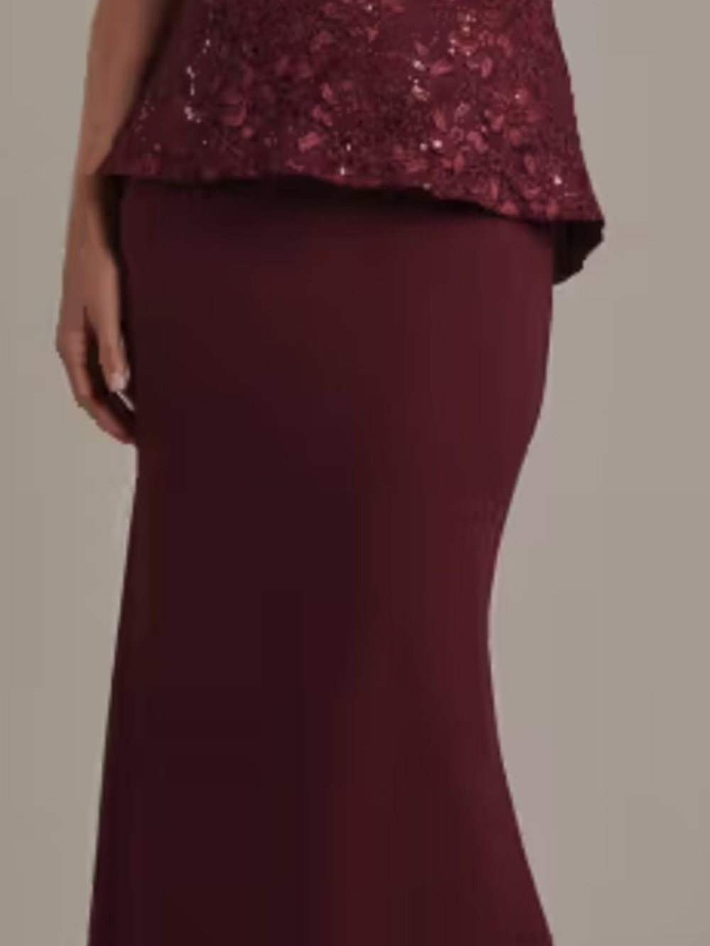 Oleg Cassini Burgundy Sequin Bodice Gown